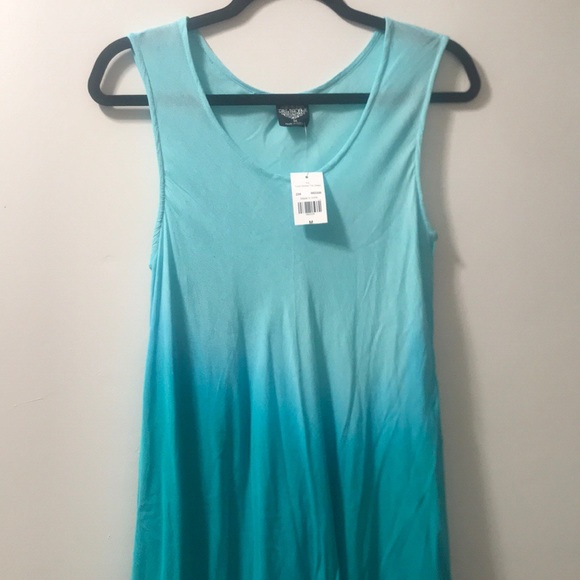 TURQUOISE OMBRÉ TANK DRESS - Picture 2 of 5